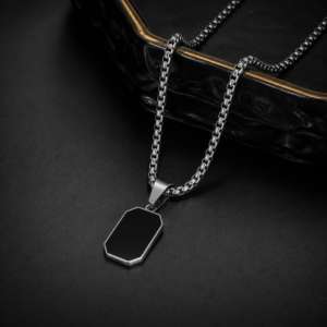 Black Tag Pendant (Box Chain 60 cm)